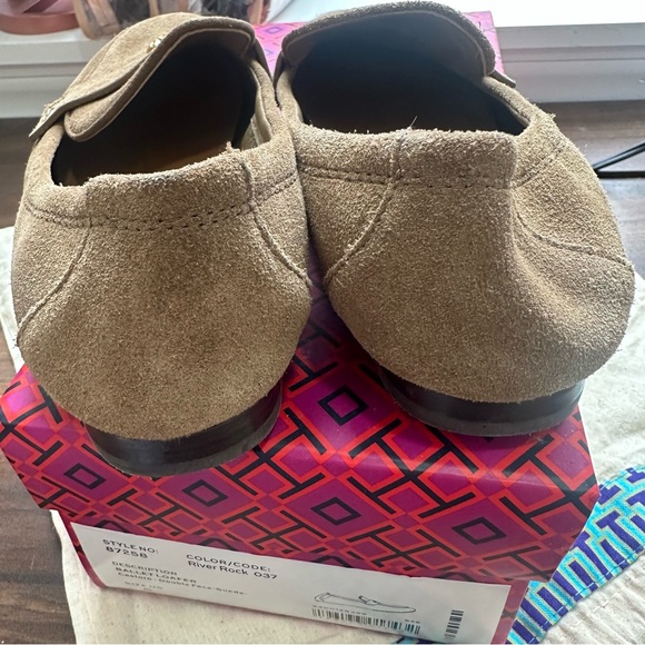 Suede Tory Burch Ballet Loafers in River Rock - Picture 4 of 8